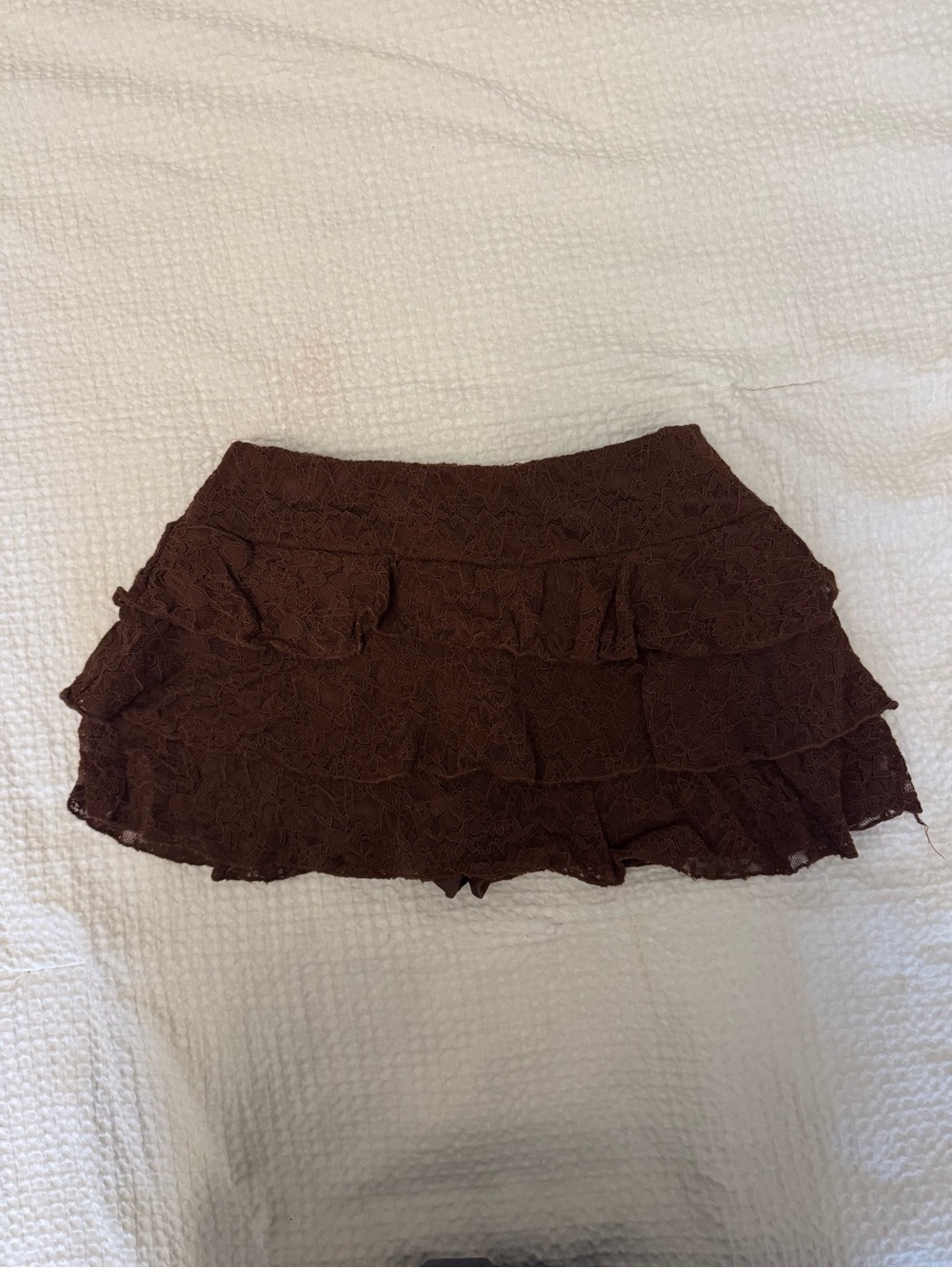 Windsor Chocolate Brown Lace Tiered Mini Skirt
